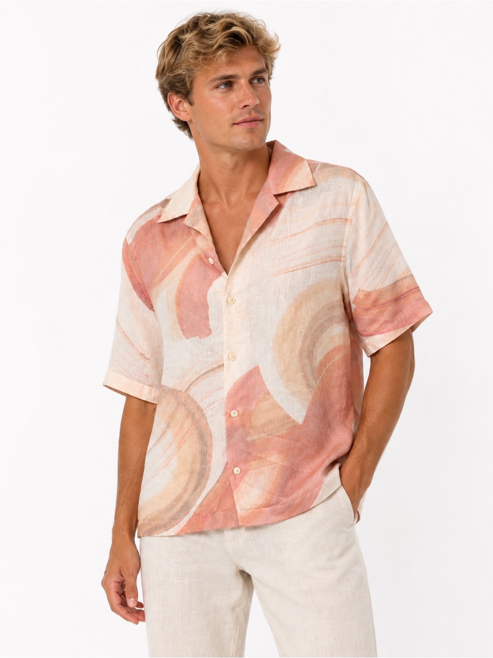 Zara Size Small Linen Mens Button Up Shirt
